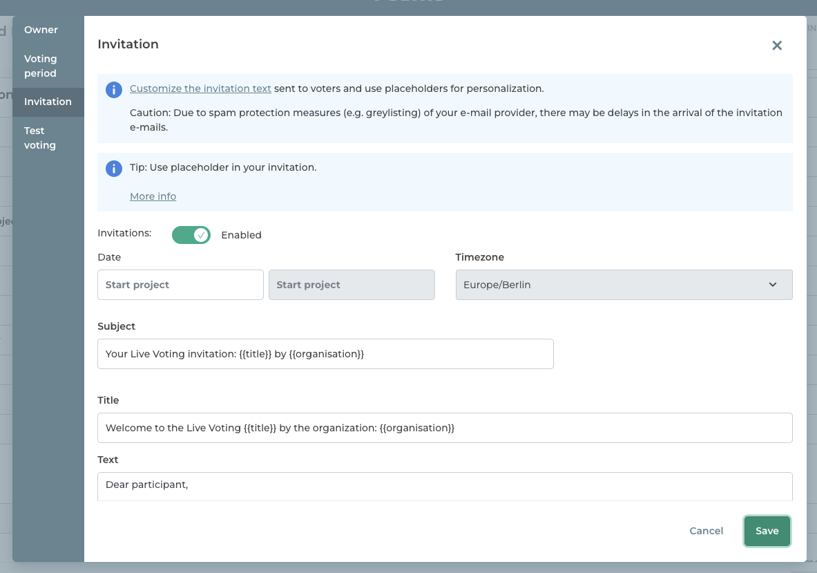 Schedule Live Voting